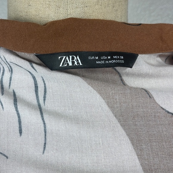 Zara Brown Face Geometric Crop Top Tie Size Medium - Picture 7 of 7